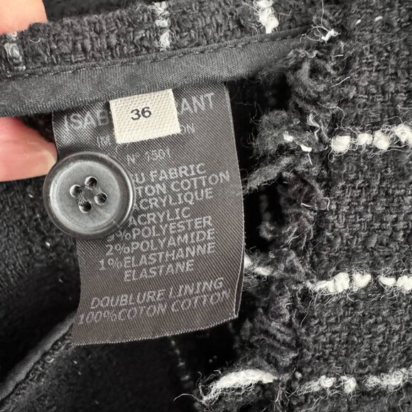 Isabel Marant Etoile "Glenn" Boucle Jacket in Black/Ivory, size 36 (size 2) - Picture 8 of 11